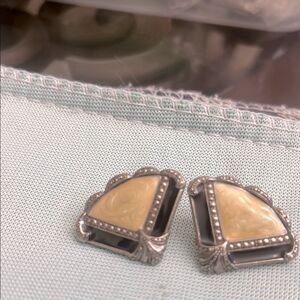 Elegant Silver and Cream Earrings